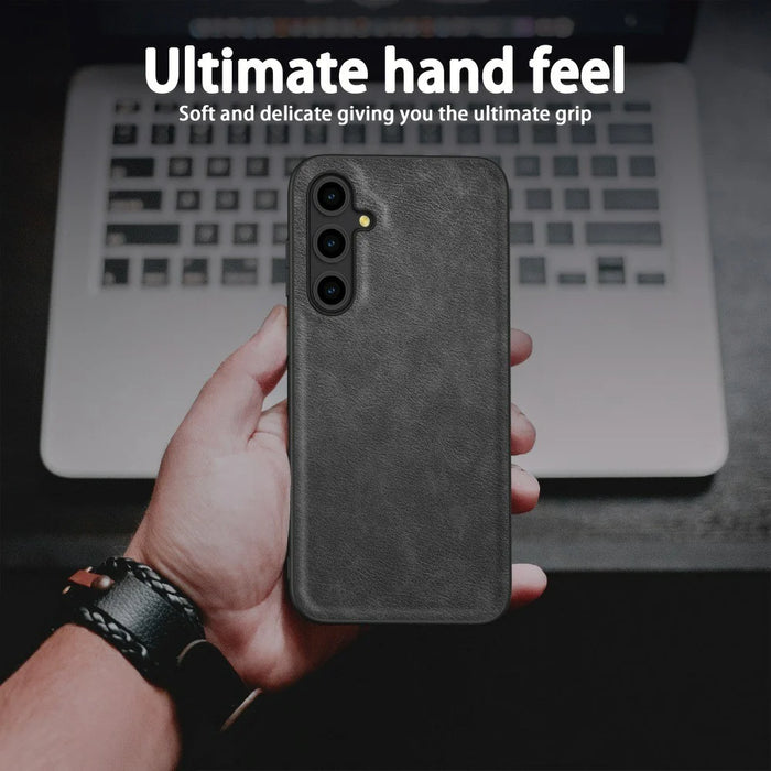 For Samsung Galaxy A36 5G Case Retro Leather Coated PC+TPU Phone Cover - Black - 4