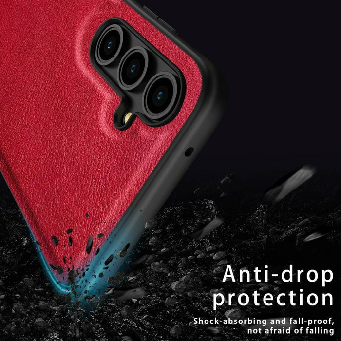 For Samsung Galaxy A36 5G Case Retro Leather Coated PC+TPU Phone Cover - Black - 7