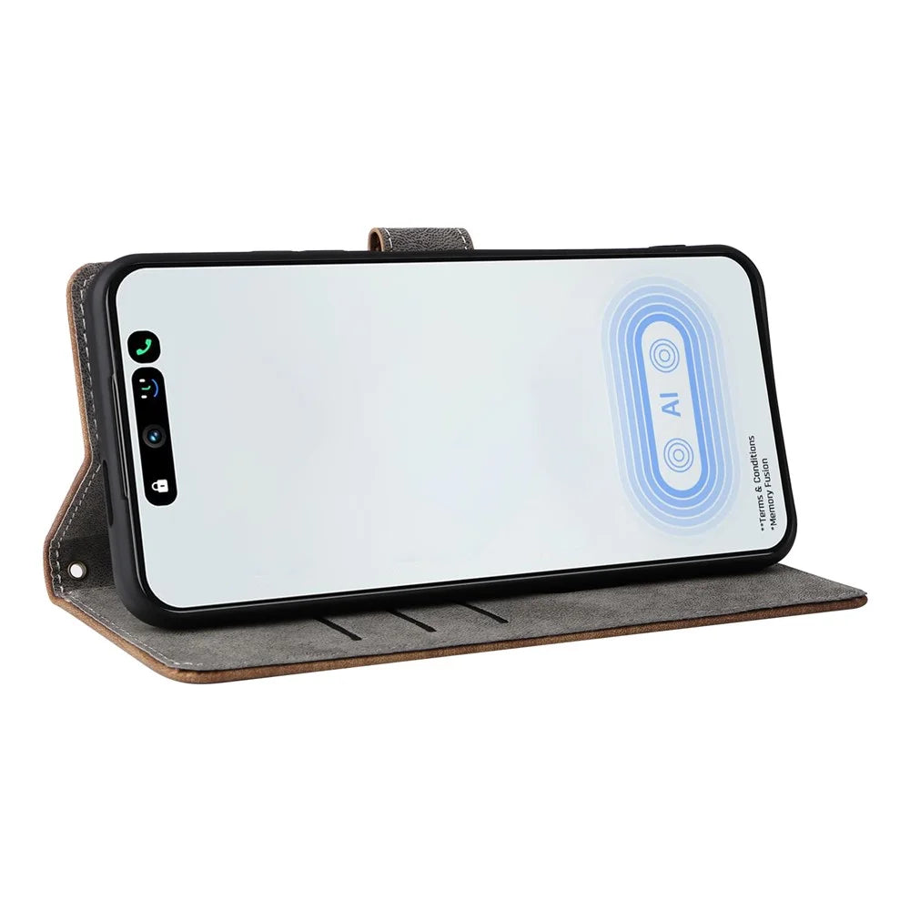 For TECNO Pova 6 Neo / Spark 30 5G KL8 Wallet Phone Case RFID Blocking PU Leather Flip Cover Stand View - Brown - 3