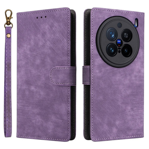 For vivo X200 Pro 5G Wallet Phone Case RFID Blocking PU Leather Flip Cover Stand View - Purple - 1
