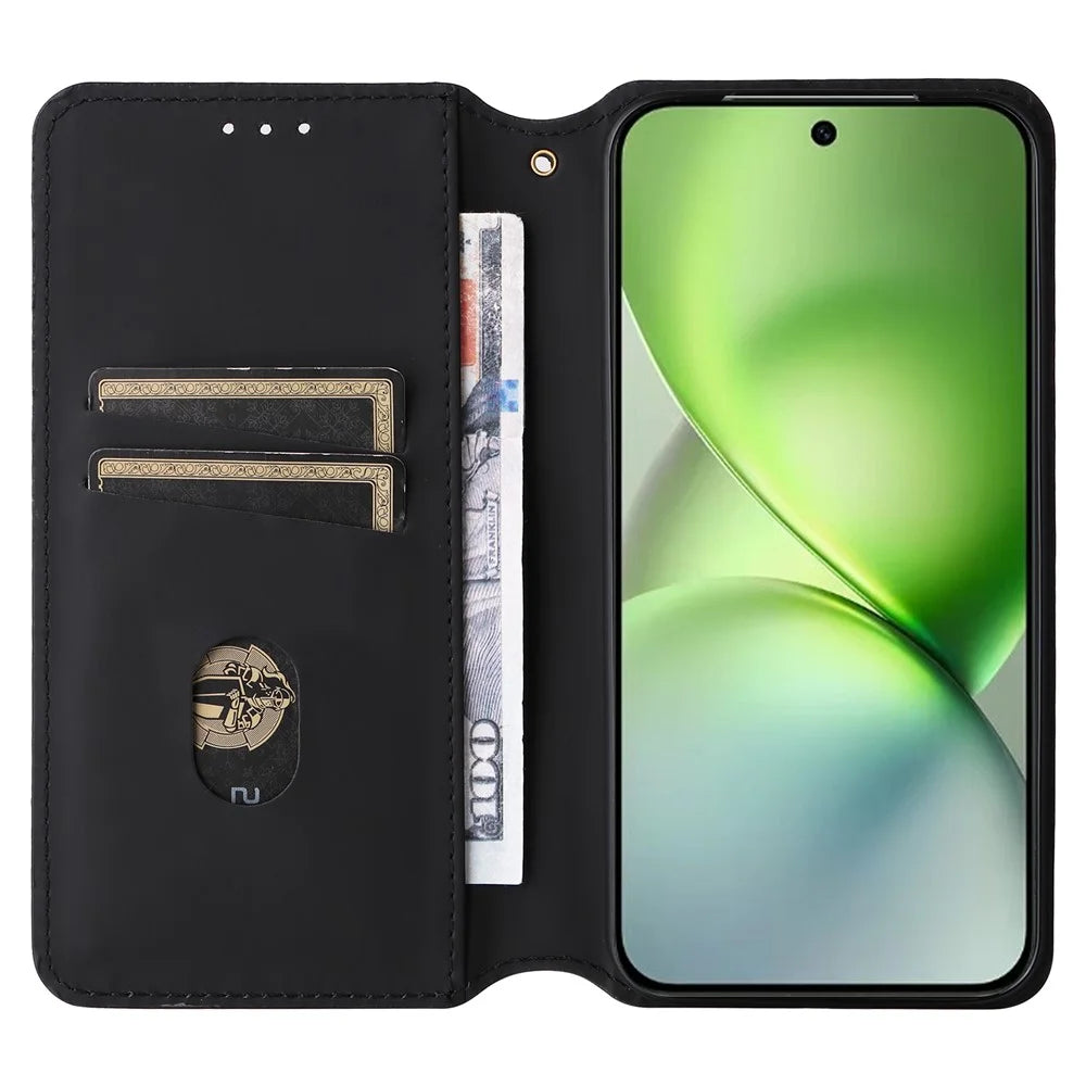 For vivo X200 Pro mini 5G Wallet Case Rhombus Imprinted Leather Phone Cover - Brown - 2