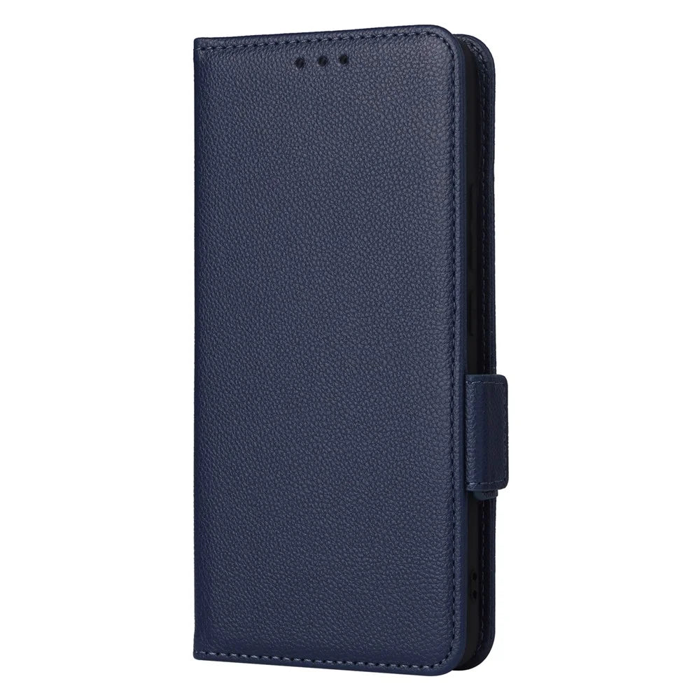 For HMD Fusion 5G Case with Wrist Strap Litchi Texture PU Leather Wallet Phone Cover - Dark Blue - 7