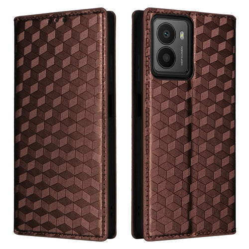 For HMD Fusion 5G Wallet Case Rhombus Imprinted Leather Phone Cover - Brown - 1