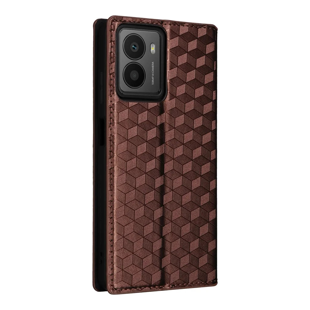 For HMD Fusion 5G Wallet Case Rhombus Imprinted Leather Phone Cover - Brown - 6