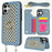 For iPhone 16 Plus Case with Card Holder, Kickstand, RFID Blocking PU+TPU Phone Back Cover - Blue - 1