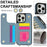 For iPhone 15 Pro Case with Card Holder, Kickstand, RFID Blocking PU+TPU Phone Back Cover - Blue - 5