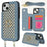 For iPhone 15 Case with Card Holder, Kickstand, RFID Blocking PU+TPU Phone Back Cover - Blue - 1