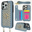 For iPhone 14 Pro Case with Card Holder, Kickstand, RFID Blocking PU+TPU Phone Back Cover - Blue - 1