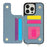 For iPhone 14 Pro Case with Card Holder, Kickstand, RFID Blocking PU+TPU Phone Back Cover - Blue - 2