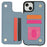 For iPhone 14  /  13 Case with Card Holder, Kickstand, RFID Blocking PU+TPU Phone Back Cover - Blue - 2