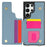 For Samsung Galaxy S24 Ultra Case with Card Holder, Kickstand, RFID Blocking PU+TPU Phone Back Cover - Blue - 2