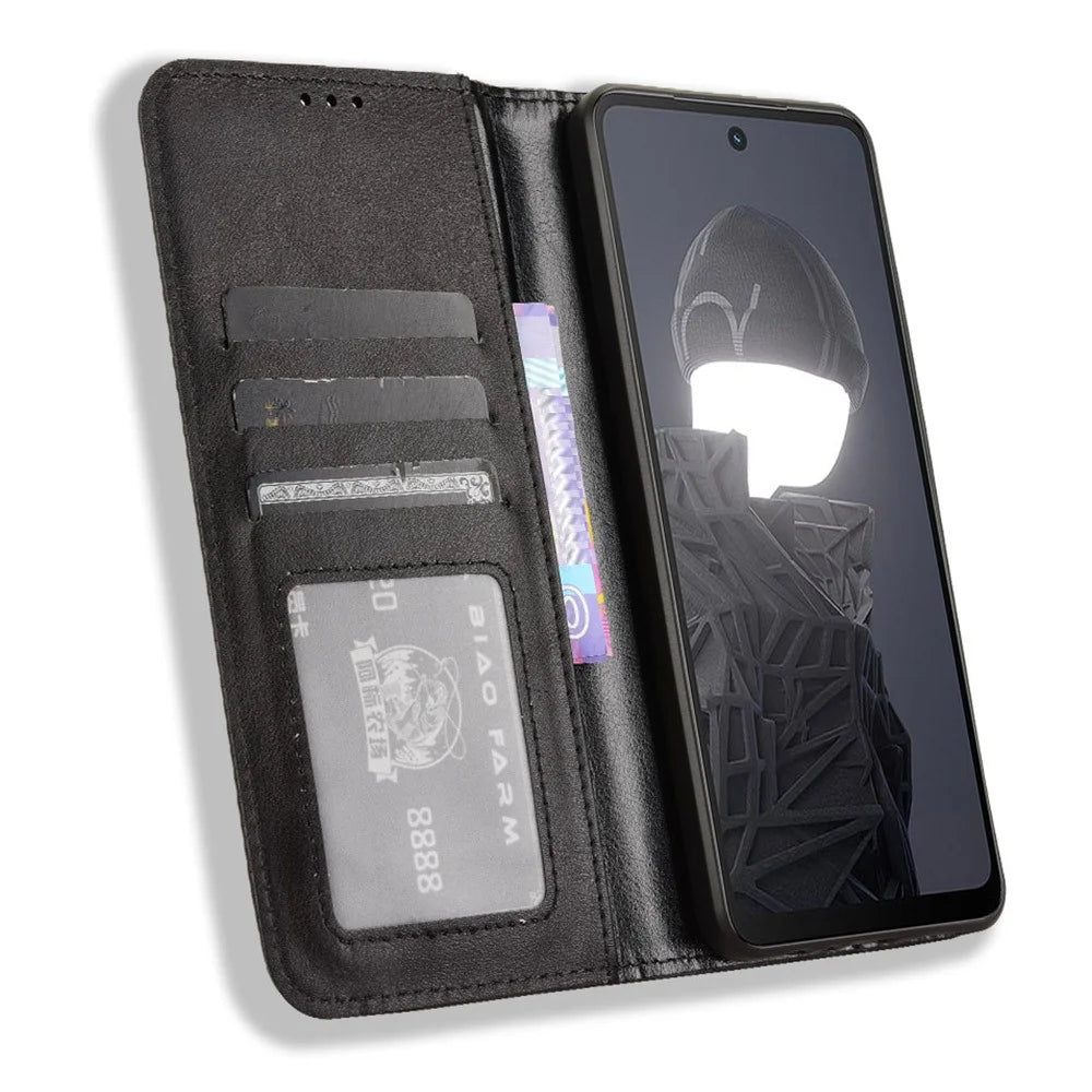 For HMD Fusion 5G Leather Case Wallet Stand Retro Texture Phone Cover - Black - 3