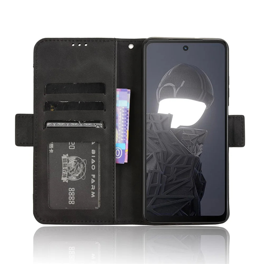 For HMD Fusion 5G Leather Case Phone Wallet Cover with Multiple Card Slots - Black - 3