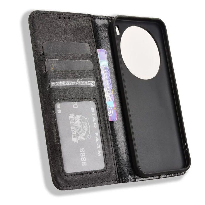 For vivo X200 5G Leather Case Wallet Stand Retro Texture Phone Cover - Black - 2