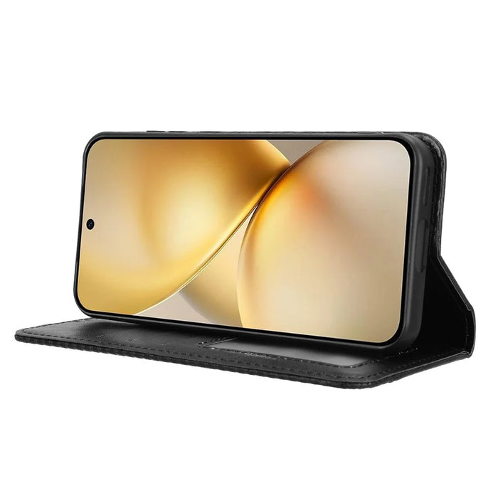 For vivo X200 5G Leather Case Wallet Stand Retro Texture Phone Cover - Black - 4