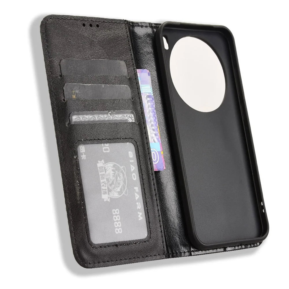 For vivo X200 Pro mini 5G Leather Case Wallet Stand Retro Texture Phone Cover - Black - 2