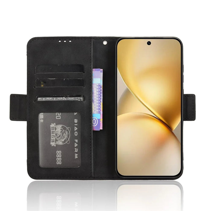 For vivo X200 Pro mini 5G Leather Case Phone Wallet Cover with Multiple Card Slots - Black - 3
