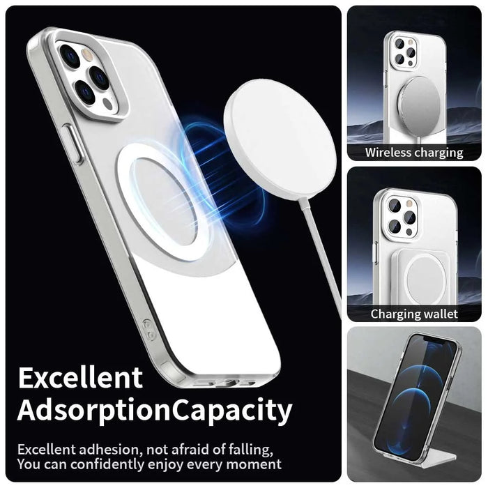 For iPhone 13 Pro Case Compatible with MagSafe Color Splicing IMD TPU+PET+PC Mobile Cover - White - 3
