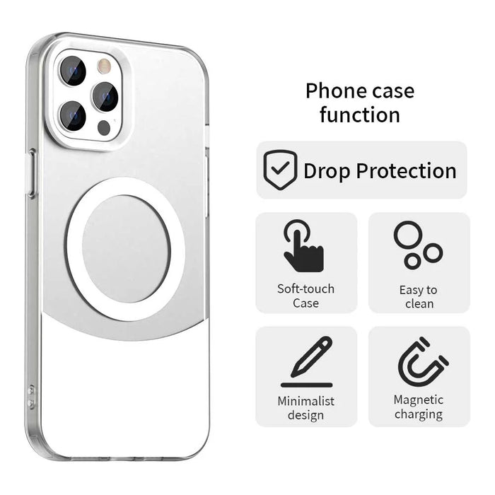 For iPhone 13 Pro Case Compatible with MagSafe Color Splicing IMD TPU+PET+PC Mobile Cover - White - 4