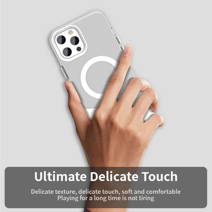 For iPhone 13 Pro Case Compatible with MagSafe Color Splicing IMD TPU+PET+PC Mobile Cover - White - 5