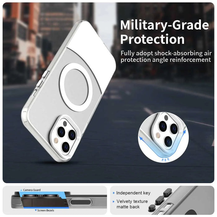 For iPhone 13 Pro Max Case Compatible with MagSafe Color Splicing IMD TPU+PET+PC Mobile Cover - White - 2