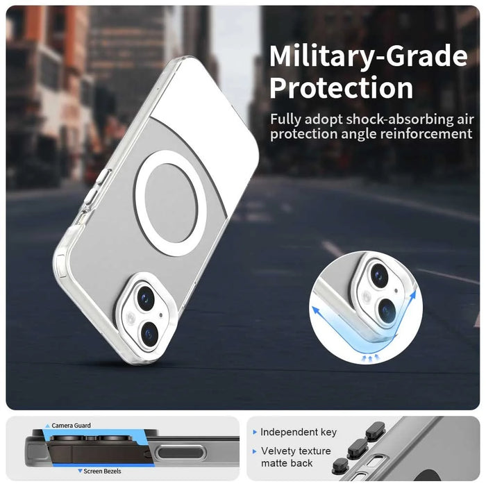 For iPhone 14 / 13 Case Compatible with MagSafe Color Splicing IMD TPU+PET+PC Mobile Cover - White - 2