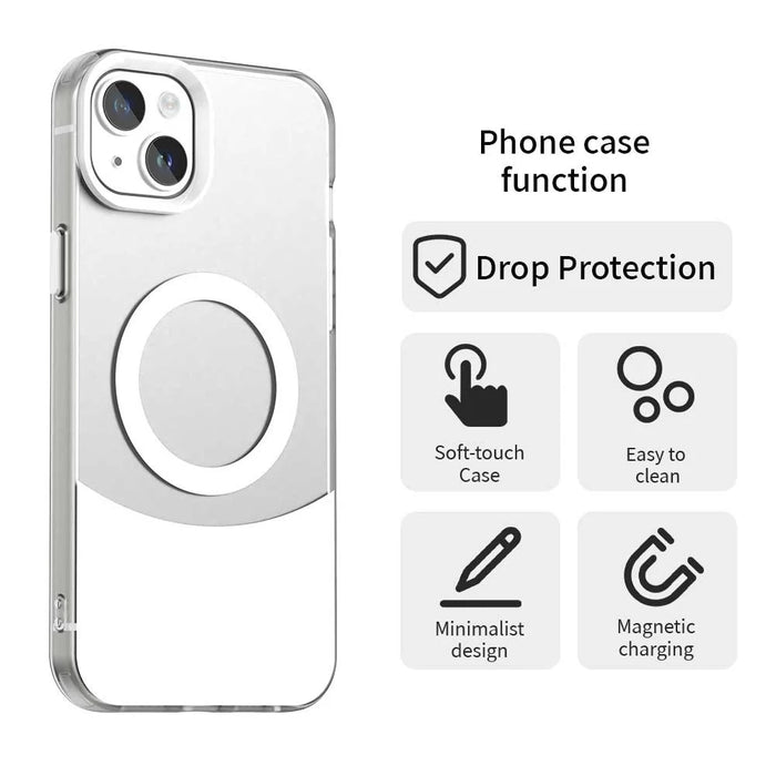 For iPhone 14 / 13 Case Compatible with MagSafe Color Splicing IMD TPU+PET+PC Mobile Cover - White - 4
