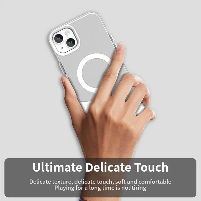 For iPhone 14 / 13 Case Compatible with MagSafe Color Splicing IMD TPU+PET+PC Mobile Cover - White - 5