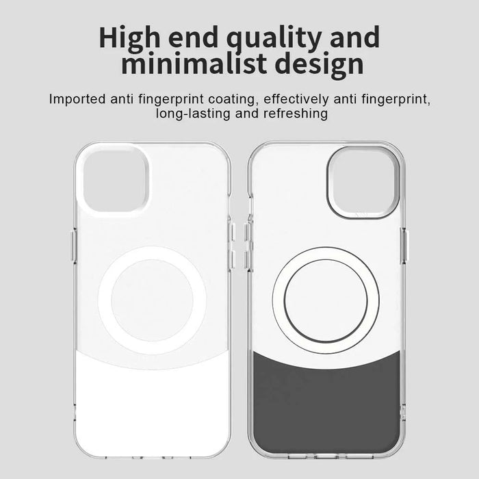 For iPhone 14 / 13 Case Compatible with MagSafe Color Splicing IMD TPU+PET+PC Mobile Cover - White - 6