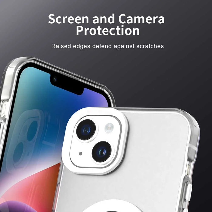 For iPhone 14 / 13 Case Compatible with MagSafe Color Splicing IMD TPU+PET+PC Mobile Cover - White - 7