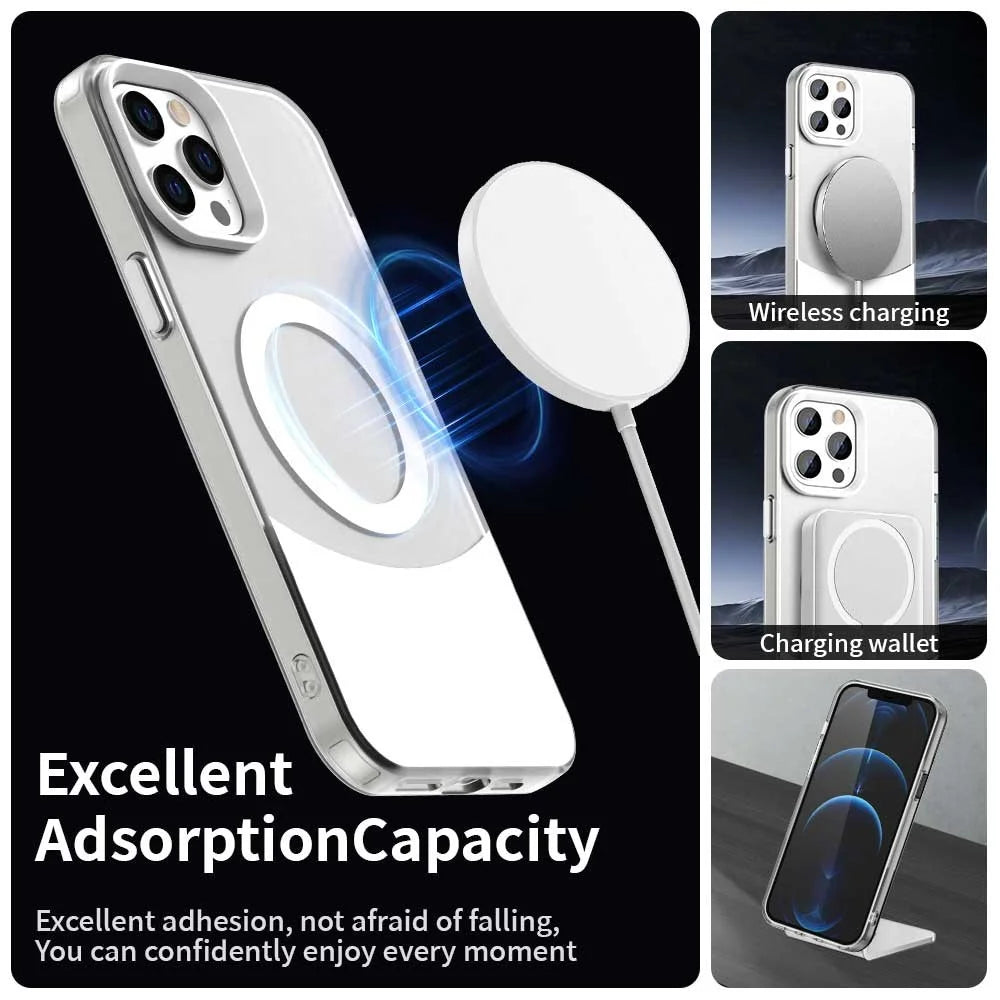 For iPhone 14 Pro Case Compatible with MagSafe Color Splicing IMD TPU+PET+PC Mobile Cover - White - 3