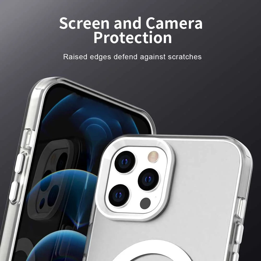 For iPhone 14 Pro Case Compatible with MagSafe Color Splicing IMD TPU+PET+PC Mobile Cover - White - 7