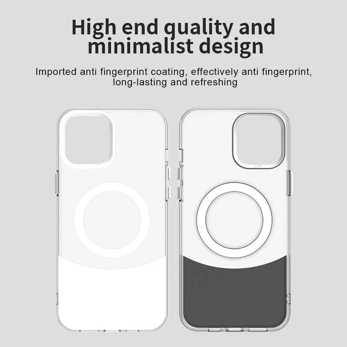 For iPhone 14 Pro Max Case Compatible with MagSafe Color Splicing IMD TPU+PET+PC Mobile Cover - White - 6