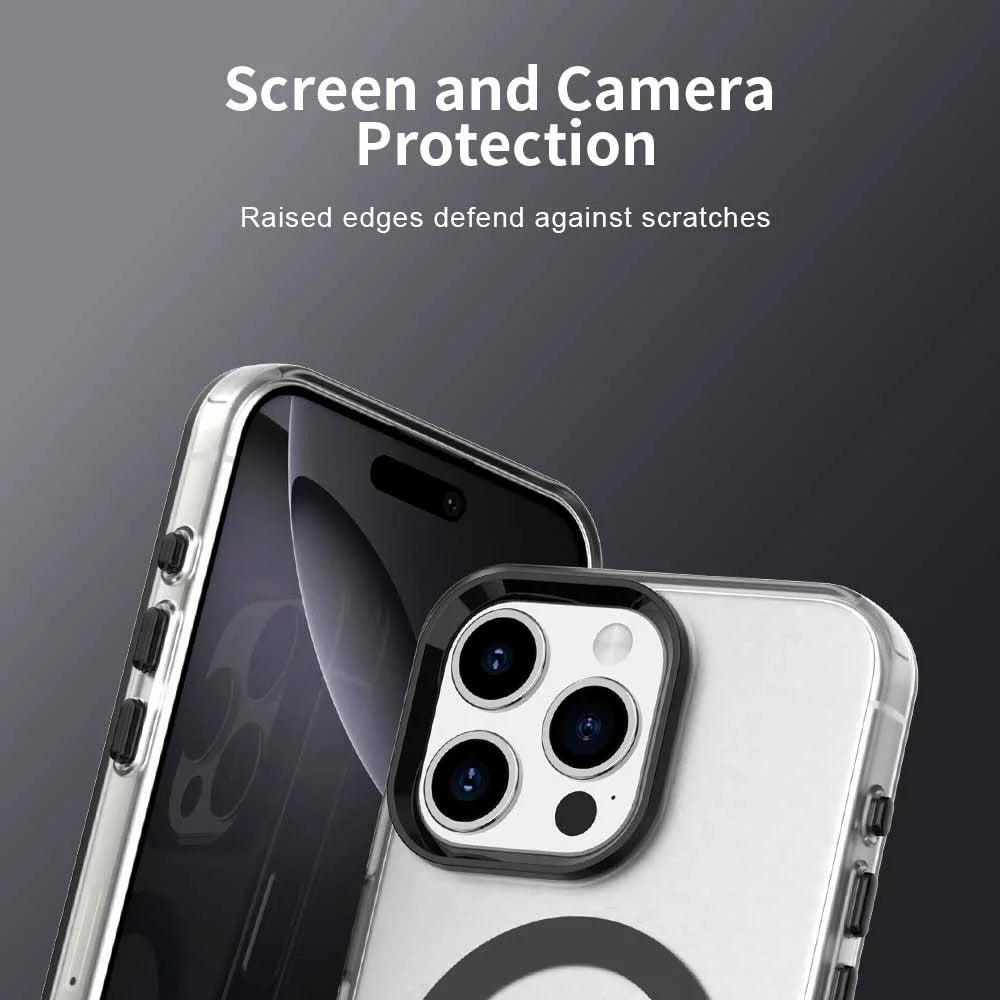 For iPhone 15 Pro Case Compatible with MagSafe Color Splicing IMD TPU+PET+PC Mobile Cover - White - 7