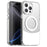 For iPhone 15 Pro Max Case Compatible with MagSafe Color Splicing IMD TPU+PET+PC Mobile Cover - White - 1