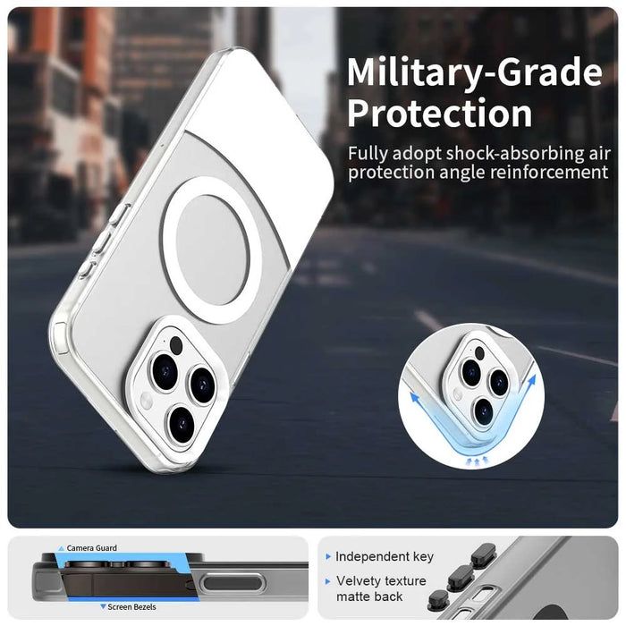 For iPhone 15 Pro Max Case Compatible with MagSafe Color Splicing IMD TPU+PET+PC Mobile Cover - White - 2