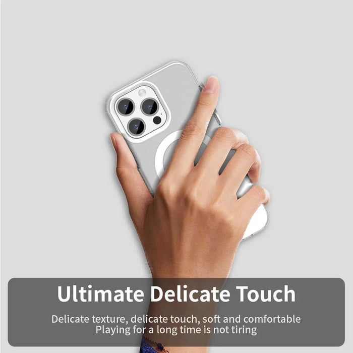 For iPhone 15 Pro Max Case Compatible with MagSafe Color Splicing IMD TPU+PET+PC Mobile Cover - White - 5