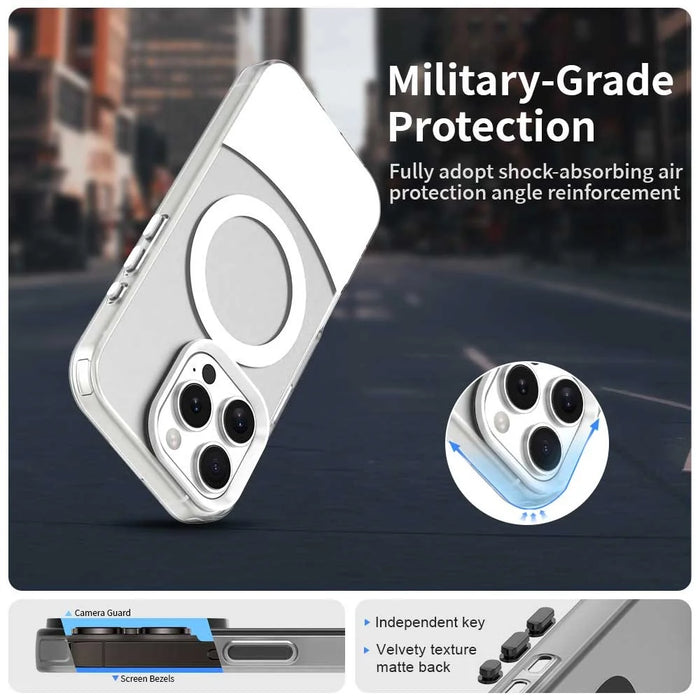 For iPhone 16 Pro Case Compatible with MagSafe Color Splicing IMD TPU+PET+PC Mobile Cover - White - 2