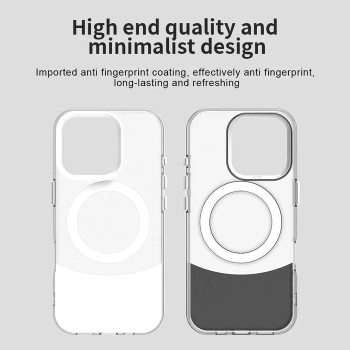 For iPhone 16 Pro Case Compatible with MagSafe Color Splicing IMD TPU+PET+PC Mobile Cover - White - 6