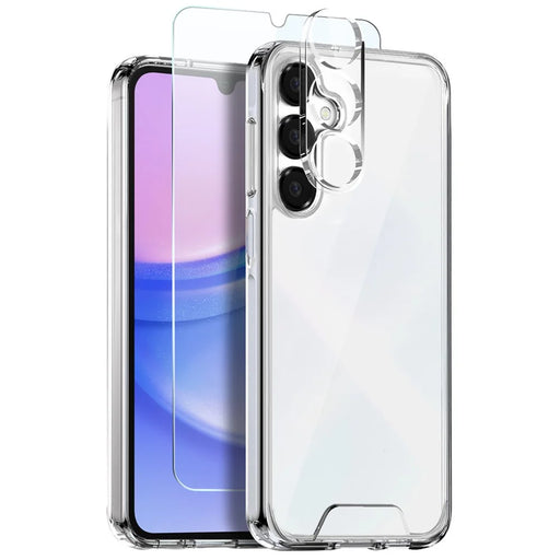 NORTHJO For Samsung Galaxy A15 5G / 4G Case Transparent PC+TPU Phone Cover Set with Screen Film + Lens Film - 1