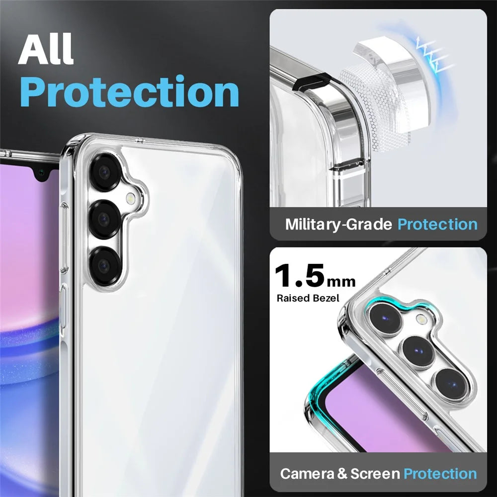 NORTHJO For Samsung Galaxy A15 5G / 4G Case Transparent PC+TPU Phone Cover Set with Screen Film + Lens Film - 3