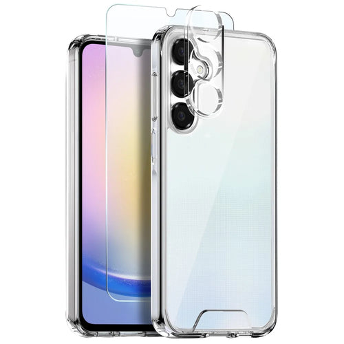 NORTHJO For Samsung Galaxy A25 5G (Global) (161.0 x 76.5 x 8.3mm) Case Transparent PC+TPU Phone Cover Set with Screen Film + Lens Film - 1