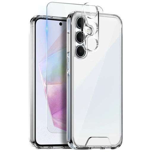 NORTHJO For Samsung Galaxy A35 5G Case Transparent PC+TPU Phone Cover Set with Screen Film + Lens Film - 1