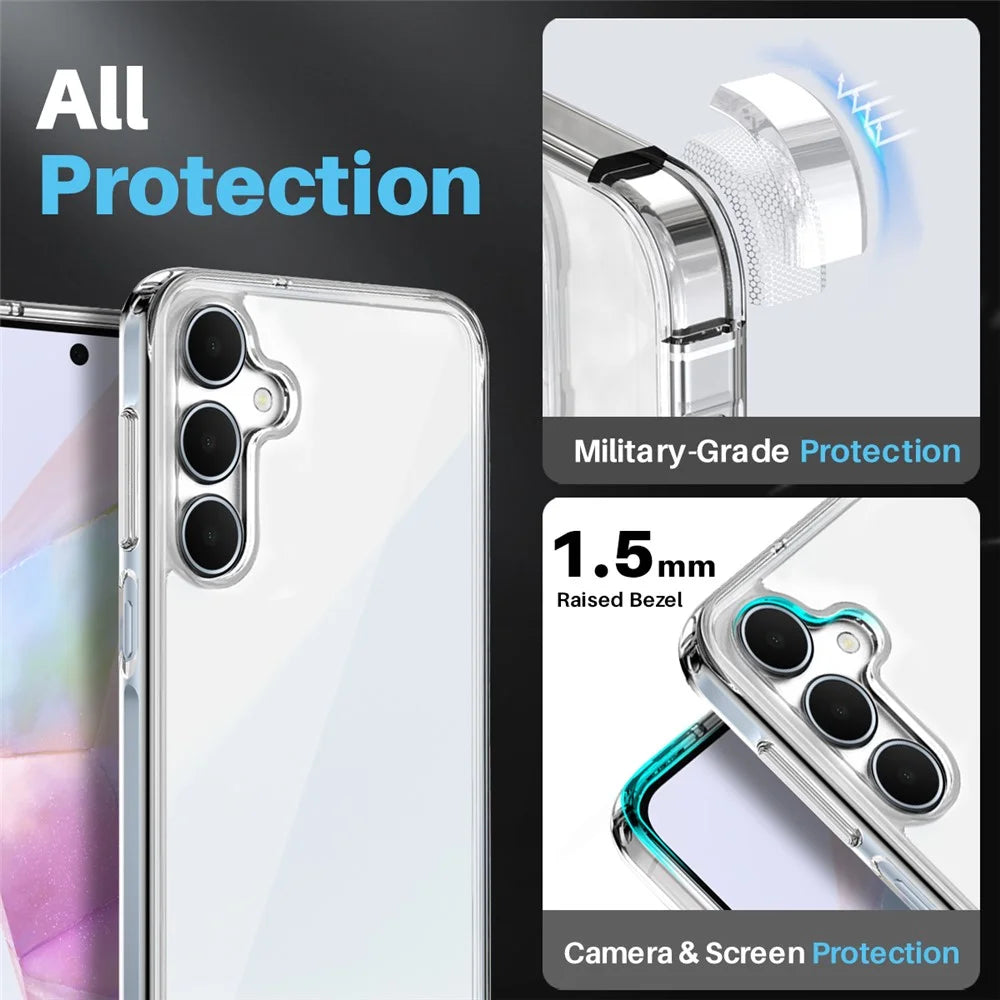NORTHJO For Samsung Galaxy A35 5G Case Transparent PC+TPU Phone Cover Set with Screen Film + Lens Film - 3