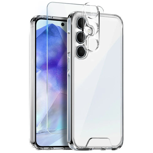NORTHJO For Samsung Galaxy A55 5G Case Transparent PC+TPU Phone Cover Set with Screen Film + Lens Film - 1