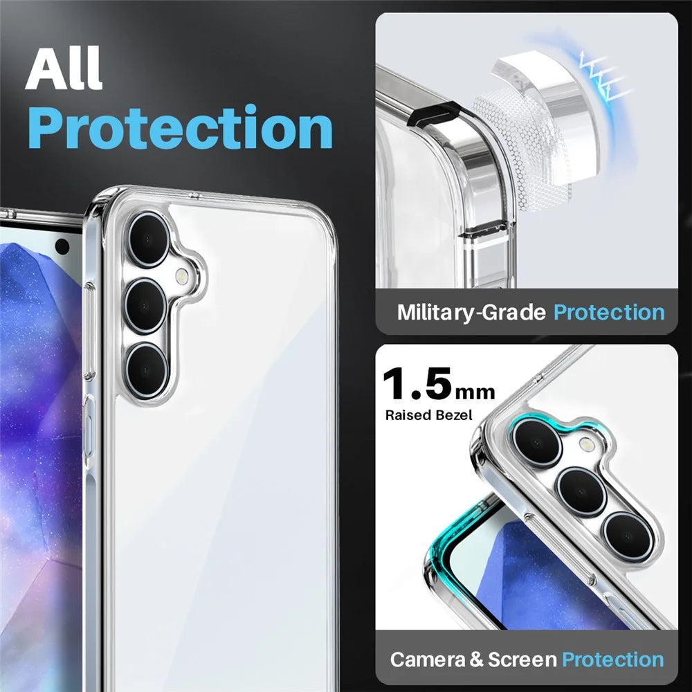 NORTHJO For Samsung Galaxy A55 5G Case Transparent PC+TPU Phone Cover Set with Screen Film + Lens Film - 3