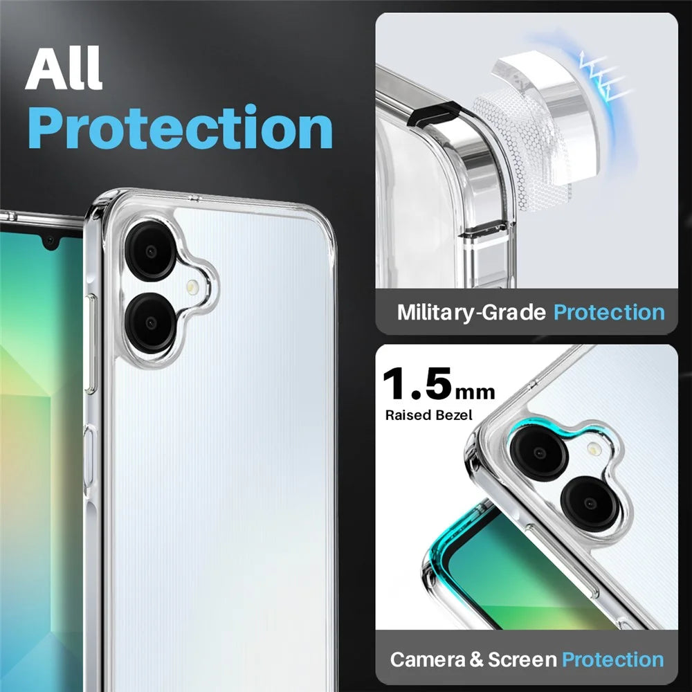 NORTHJO For Samsung Galaxy A06 4G Case Transparent PC+TPU Phone Cover Set with Screen Film + Lens Film - 3