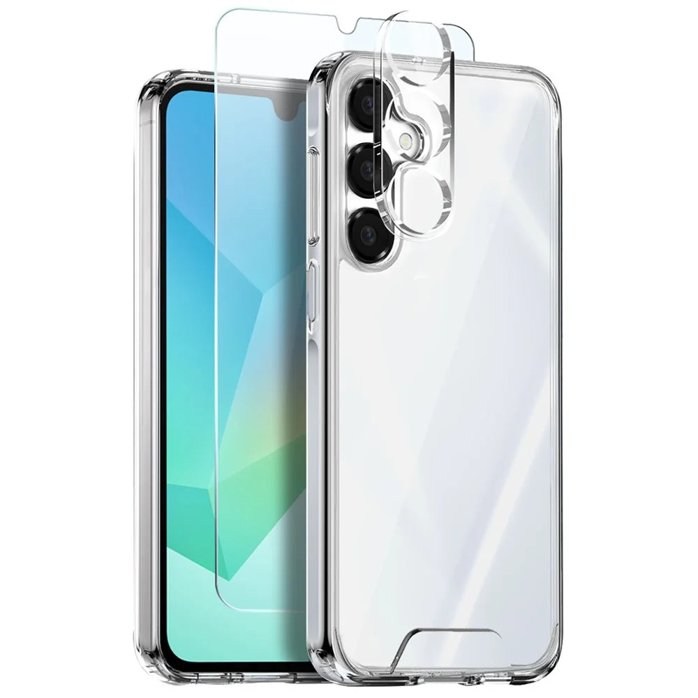 NORTHJO For Samsung Galaxy A16 5G / 4G Case Transparent PC+TPU Phone Cover Set with Screen Film + Lens Film - 1