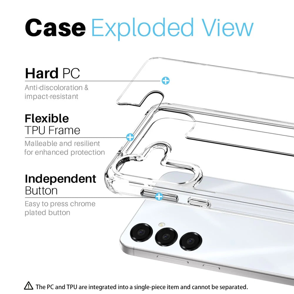 NORTHJO For Samsung Galaxy A16 5G / 4G Case Transparent PC+TPU Phone Cover Set with Screen Film + Lens Film - 2