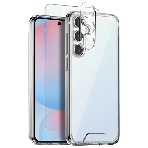 NORTHJO For Samsung Galaxy S24 FE Case Transparent PC+TPU Phone Cover Set with Screen Film + Lens Film - 1